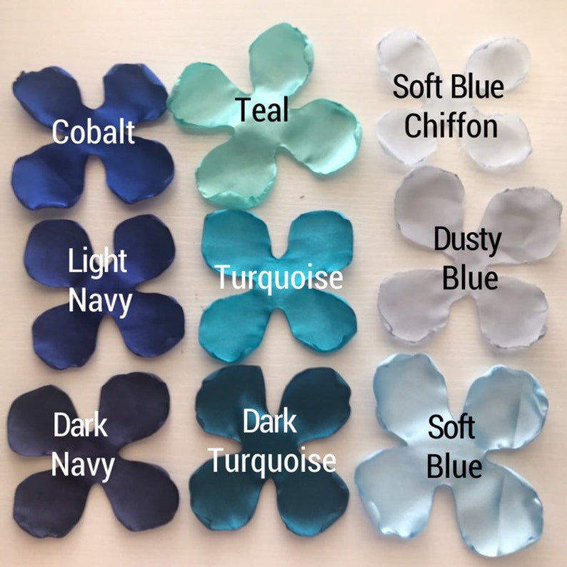 Color Swatch Singed Flowers Fabric Flower Satin Flowers Color Chart 6 Color Swatches Craft Flowers