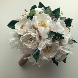 Cream and Gold with Hunter Green Bouquet