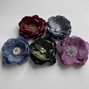 Fabric Flower in Any Color with Choice of Center - Handmade Fabric Flowers, Flower Applique, Sewing Flowers, Flower Decorations, Fabric Rose