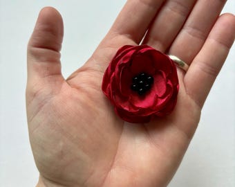 Pin de flor pequeña de amapola conmemorativa: pin de veterano de guerras extranjeras, ramillete, pin de flor pequeña, amapola roja pequeña, broche rojo, pin de flor roja y negra