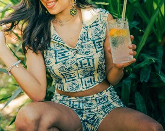 Bijpassende set: crop top en short