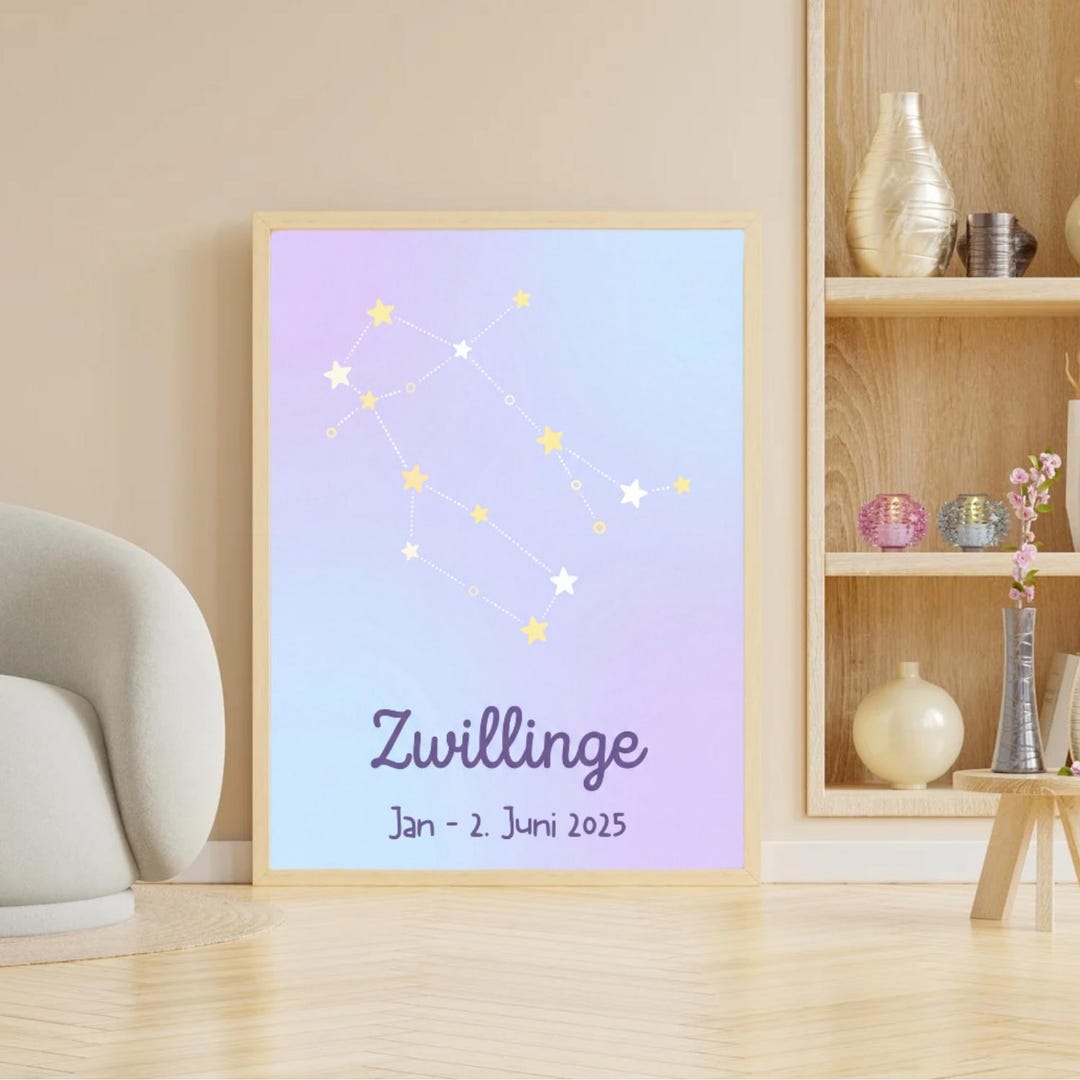Gemini Zodiac Sign Constellation Personalized Children's Poster ...