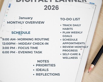 Digitale 12-maandenkalender 2026 met gewoontetracker | Afdrukbare planner | Maandelijkse en dagelijkse planning | Direct downloaden
