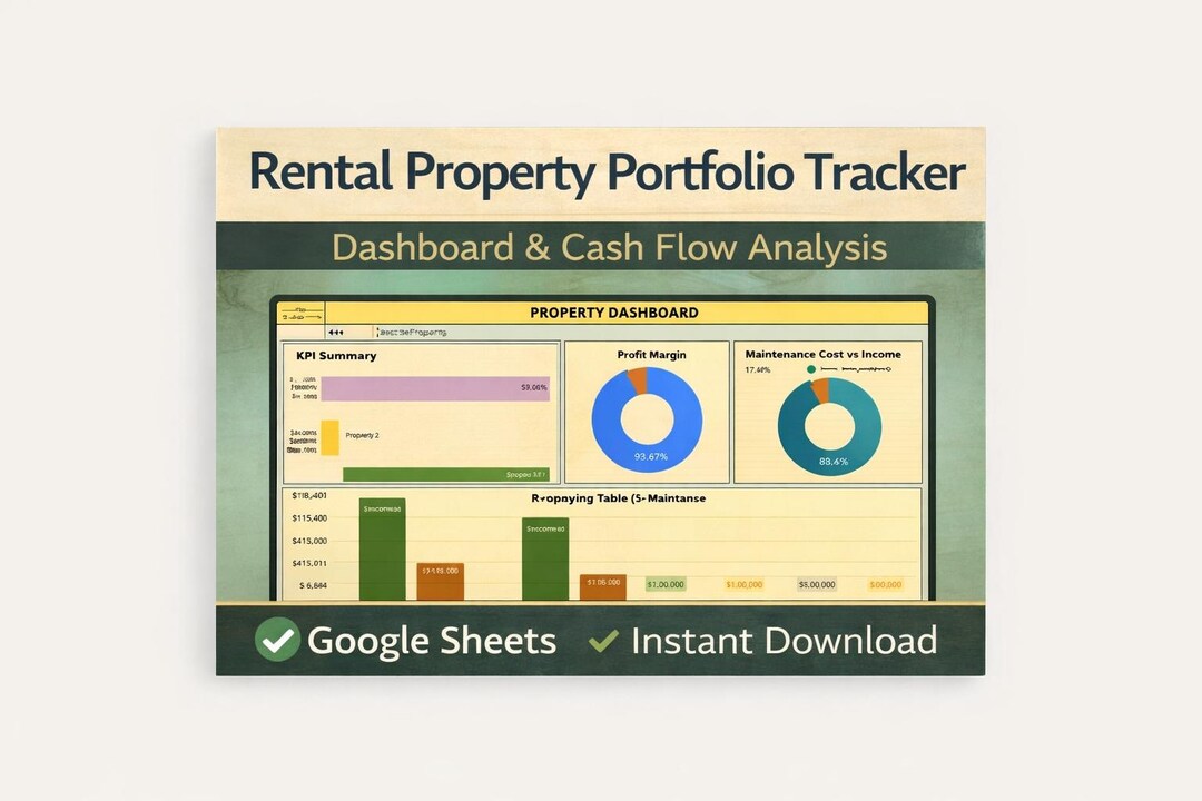 Rental Property Portfolio Tracker, Cash Flow Dashboard - Google Sheets ...