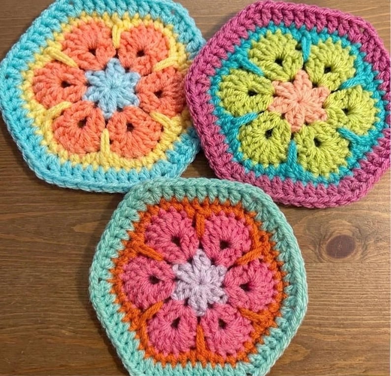 Crochet Pattern African Flower Granny Hexagon (PDF Download) - Etsy