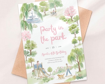 Park Birthday Party Invite | Girl Playground Invitation | Editable Digital Download 5X7