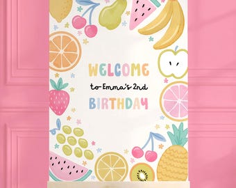 Two-tti Frutti Welcome Sign 18x24 & 8x10 | Fruit 2nd Birthday Decor | Canva Editable Templates | TFB2