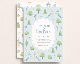 Park Birthday Invitation | Boy Playground Party Invite | Editable Instant Download 5x7 | PB1