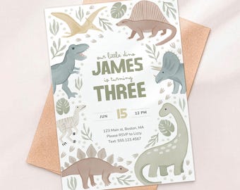 Dinosaur Birthday Invite | Dino Party Invitation for Boys | Editable Digital Download 5X7