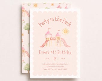 Playground Birthday Invitation | Girl Park Party Invite | Canva Instant Download 5x7 | PB1