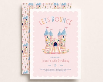 Bounce House Birthday Invite | Girl Bouncy Castle Party Invitation | Editable Instant Download 5x7 | BH1