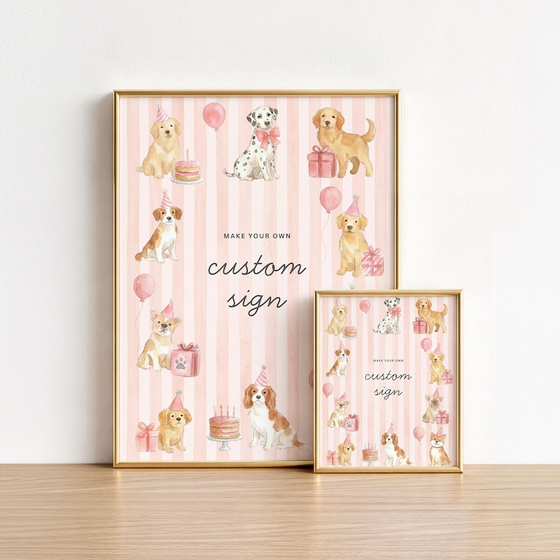 Dog Birthday Invite Bundle Girl | Preppy Pink Puppy Party Decor | Editable Instant Download | LP1 image 5