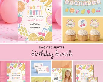 Two-tti Frutti Birthday Bundle | Fruit 2nd Birthday Decor | Canva Digital Download Editable Templates | TFB2