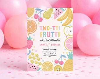 Two-tti Frutti Birthday Invitation | Editable Canva Template | 2nd Birthday Invite | TFB2