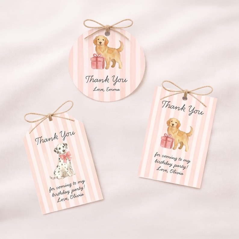 Dog Birthday Invite Bundle Girl | Preppy Pink Puppy Party Decor | Editable Instant Download | LP1 image 8