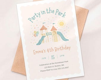 Playground Birthday Invitation | Park Party Invite | Canva Template Instant Download | PB1