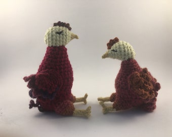 Knitsquid Coq Au Vin the Baby Red Rooster - Custom Crochet Rooster Chicken Hen Stuffed Toy Hei Hei Moana Farm Animal Bird Foghorn Leghorn