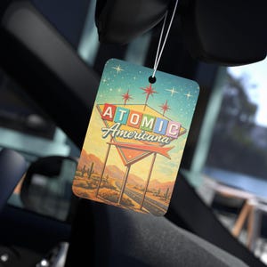 Atomic Americana Air Freshener | Retro Desert Highway Sign, Car Scent (Black Ice, New Car) image 4