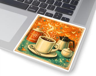 Atomic Coffee Retro Style Küchen Aufkleber