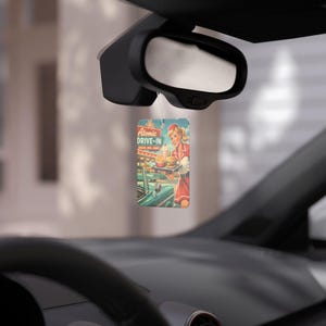 Deodorante per ambienti in stile retrò da diner / Illustrazione Atomic Americana per drive-in (Ghiaccio nero, Auto nuova, Pino) immagine 5