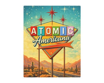 Atomic Americana Desert Schild Metallwandkunst: Mid Century Retro Roadside Decor