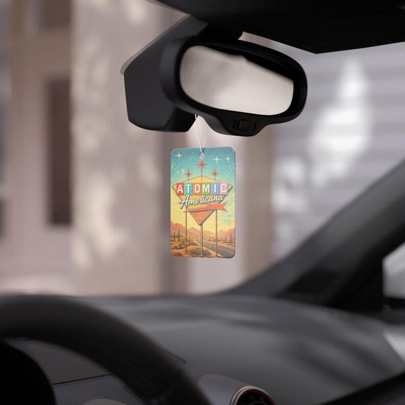 Atomic Americana Air Freshener | Retro Desert Highway Sign, Car Scent (Black Ice, New Car) image 3