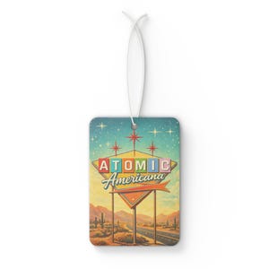 Atomic Americana Air Freshener | Retro Desert Highway Sign, Car Scent (Black Ice, New Car) image 5
