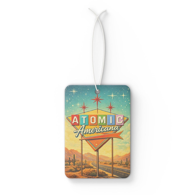 Atomic Americana Air Freshener | Retro Desert Highway Sign, Car Scent (Black Ice, New Car) image 5