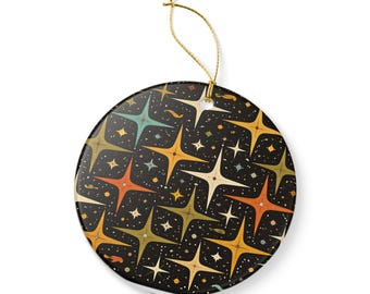 Retro Style Atomic Ornament Mid Century Modern Schwarz Gold Weihnachtsdekor