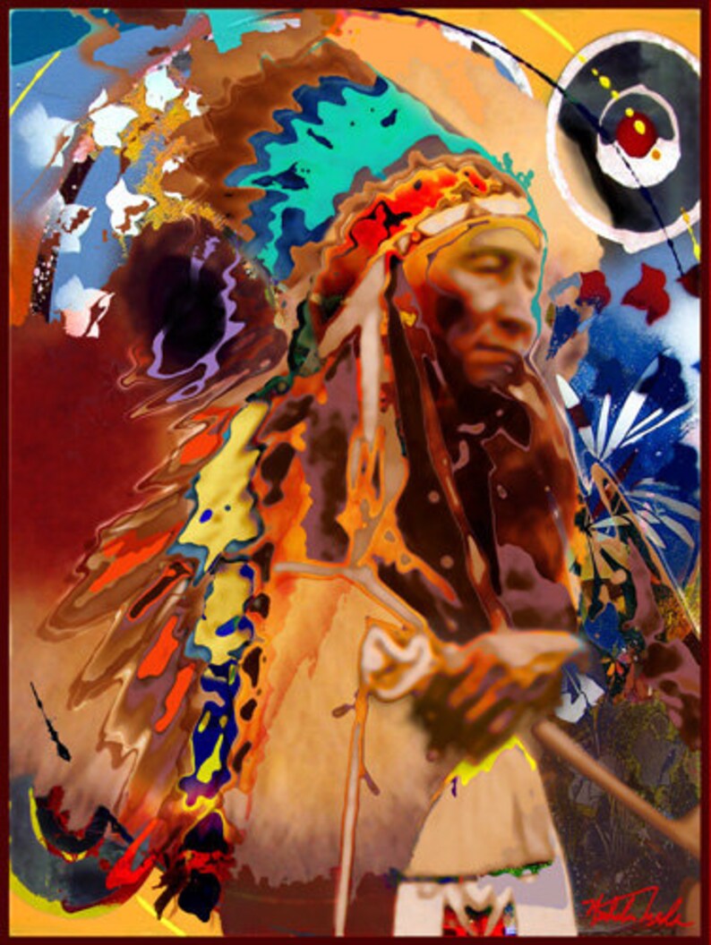 Oglala Chief Lakota Society Original Abstract Art by Etsy UK