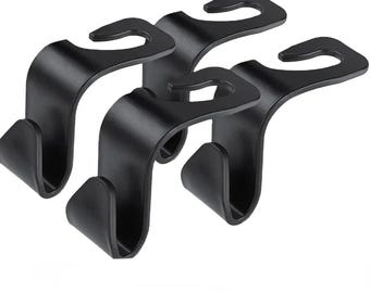 4 Pack Car Headrest Hooks, Heavy Duty Purse Hanger, Backseat Organizer for Bags & Groceries, New Car Gift, Travel Essential for Moms