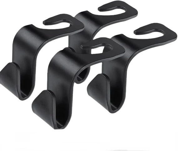 4 Pack Car Headrest Hooks, Heavy Duty Purse Hanger, Backseat Organizer for Bags & Groceries, New Car Gift, Travel Essential for Moms