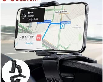 ORCO Dashboard Phone Holder for Car Clip On Phone Mount 360 Degree Rotation Adjustable Automobile Cradle Suitable for Smartphone 4-7 inch