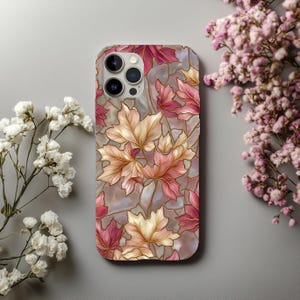 Autumn Maple Leaves Phone Case, Fall Leaf Pattern Cover for iPhone Samsung Pixel, Watercolor Aesthetic Tough Case