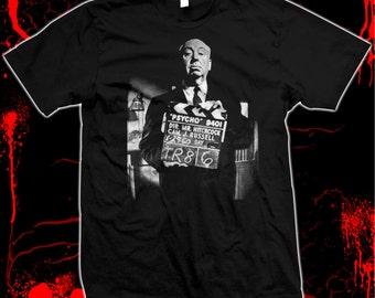 Alfred Hitchcock - Psycho Movie Clapboard - Pre-shrunk, hand screened 100% cotton t-shirt