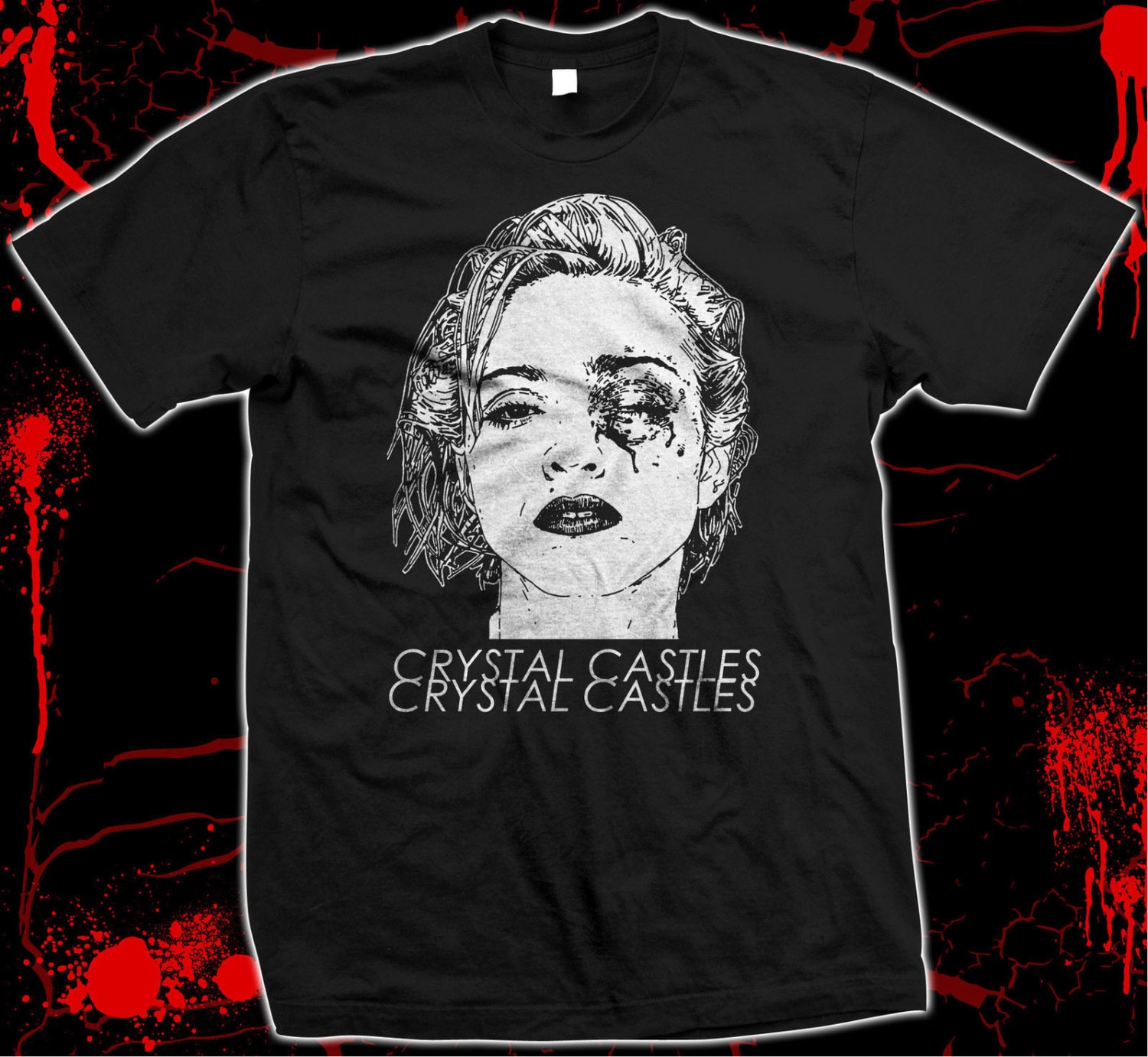 Crystal Castles - Madonna Bruised - Pre-shrunk, hand screened 100% cotton  t-shirt