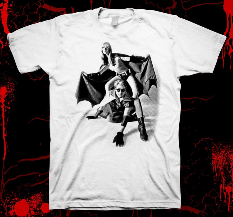 Nico & Andy Warhol Batgirl and Robin Velvet Underground Hand screened, pre-shrunk 100% cotton t-shirt image 1