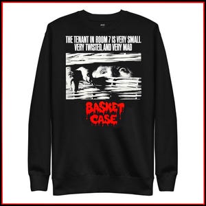Basket Case - Frank Henenlotter - Horror anni '80 - Felpa Prelavato, serigrafato a mano, ultra morbido, misto cotone/poliestere 80/20 nero
