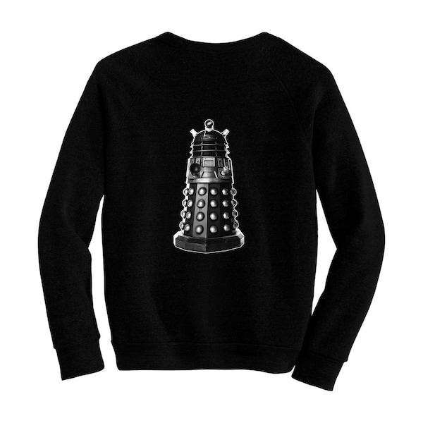 Dalek - Dr. Who - British Time Traveling Sc-Fi - Pre-shrunk, hand silk screened ultra soft 80/20 black cotton/poly blend sweatshirt