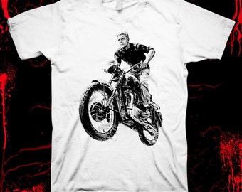 The Great Escape - Steve McQueen - Pre-shrunk 100% hand made silk screen t-shirt