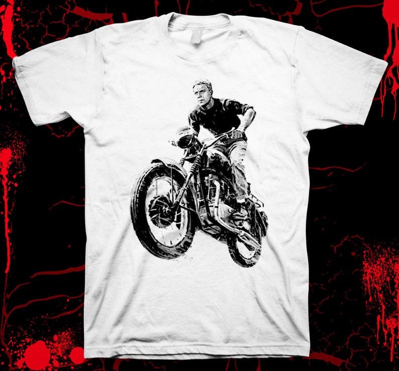 The Great Escape Steve McQueen Pre-shrunk 100% hand made silk screen t-shirt image 1