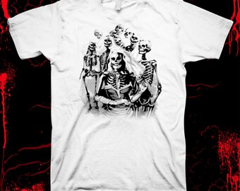 Skeleton Bride Undead Bridal Party - Hand Silk Screened, Pre-shrunk 100% cotton t-shirt
