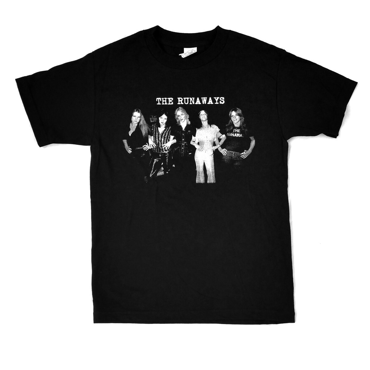 The Runaways Band Photo - Joan Jett, Cherie Currie - 100% cotton Pre-shrunk, hand screened Tee Shirt