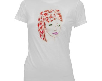 Ann Magnuson's David Bowie - Women's 100% cotton Pre-shrunk, hand screened T-Shirt