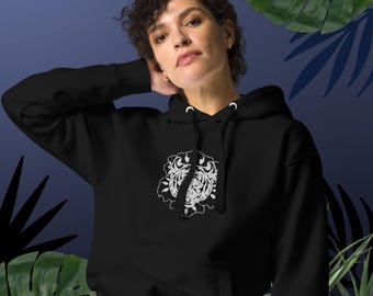 Sudadera con capucha de tigre bordado: estilo urbano, diseño original y único de rosa.