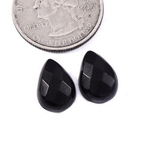 Lab Created Black Spinel Pear Gemstone, 14x10mm, Hand Cut for Jewelry Making