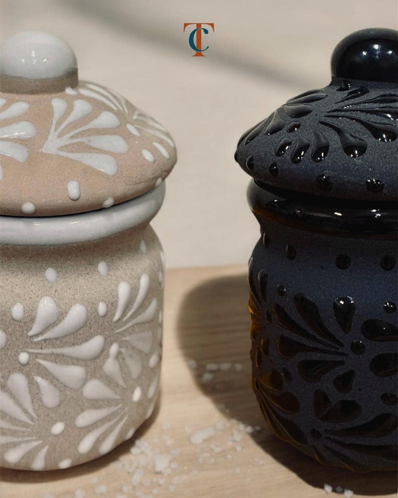Azucarera de cerámica artesanal mexicana | Bote con tapa estilo Talavera | Decoración y utensilio de cocina