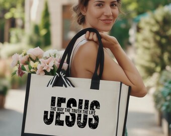 Jesus The Way The Truth The Life Bag, Christian Tote, Bible Verse Gift