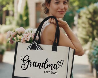 Custom Grammy Tote Bag, Grandma Est 2026 Gift, Personalized New Grandmother