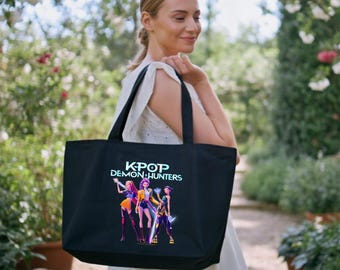 Huntrix Tote Bag, Kpop Demon Hunters Gift, Saja Girls Group Shot